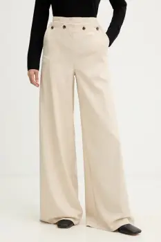 MAX&Co. pantaloni culoarea bej, lat, high waist, 2526136124200 imagine