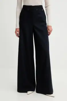 MAX&Co. pantaloni culoarea bleumarin, lat, high waist, 2526136124200 imagine