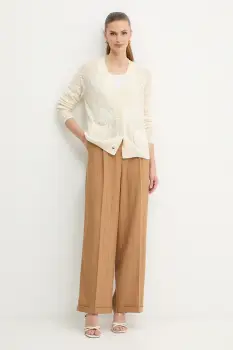 MAX&Co. pantaloni culoarea maro, drept, high waist, 2526136053200 imagine