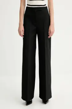 MAX&Co. pantaloni culoarea negru, lat, high waist, 2528136014200 imagine