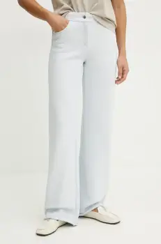 MAX&Co. pantaloni de bumbac femei, lat, high waist, 2516781022200 imagine