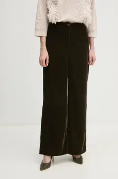 MAX&Co. pantaloni de catifea culoarea verde, lat, high waist, 2426136104200 imagine