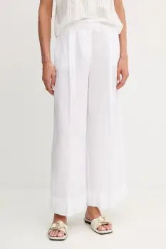 MAX&Co. pantaloni din in culoarea alb, lat, high waist, 2516131025200 imagine