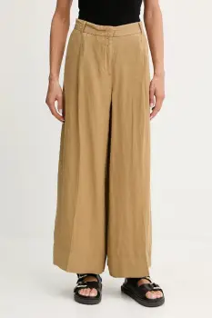 MAX&Co. pantaloni din in culoarea verde, lat, high waist, 2516131025200 imagine