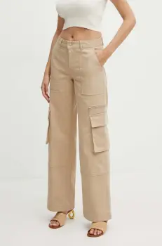 MAX&Co. pantaloni femei, culoarea bej, drept, high waist, 2426136021200 imagine