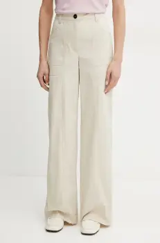 MAX&Co. pantaloni femei, culoarea bej, drept, high waist, 2516131054200 imagine