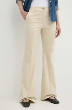 MAX&Co. pantaloni femei, culoarea bej, evazati, high waist, 2416131034200 2416130000000 imagine