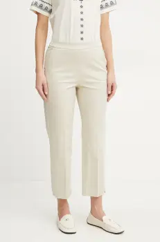 MAX&Co. pantaloni femei, culoarea bej, fason tigareta, medium waist, 2516131084200 imagine