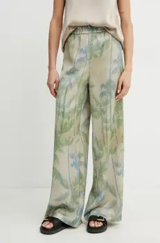 MAX&Co. pantaloni femei, culoarea bej, lat, high waist, 2516131033200 imagine