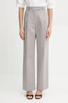 MAX&Co. pantaloni femei, culoarea gri, drept, high waist, 2516131114200 imagine