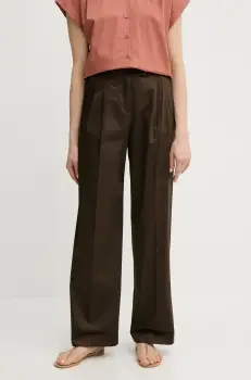MAX&Co. pantaloni femei, culoarea maro, drept, high waist, 2516131114200 imagine