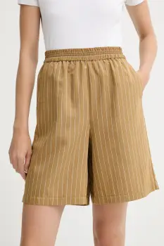 MAX&Co. pantaloni scurti culoarea maro, cu model, high waist, 2526146051200 imagine