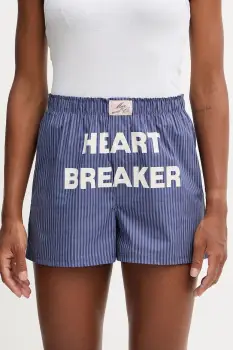 MAX&Co. pantaloni scurti din bumbac 2-pack culoarea bleumarin, cu imprimeu, high waist, 2528146012200 imagine