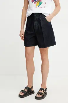 MAX&Co. pantaloni scurti jeans femei, culoarea bleumarin, uni, high waist, 2516141023200 imagine
