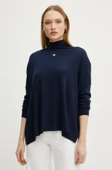 MAX&Co. pulover de lana femei, culoarea albastru marin, light, cu guler, 2518361024200 imagine