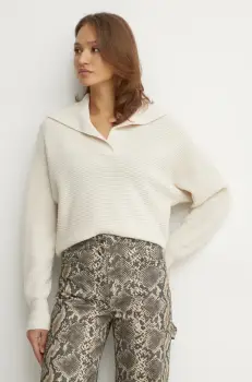 MAX&Co. pulover de lana femei, culoarea bej, 2516361021200 imagine