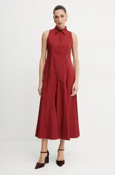 MAX&Co. rochie din bumbac culoarea bordo, maxi, evazati, 2516221014200 imagine