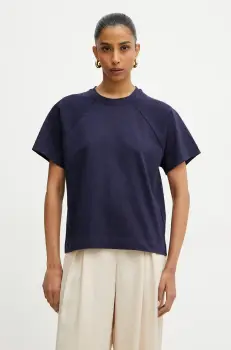 MAX&Co. tricou din amestec de in femei, culoarea bleumarin, 2516941043200 imagine