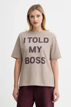 MAX&Co. tricou din bumbac culoarea bej, 2528976032200 imagine