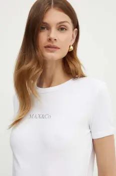 MAX&Co. tricou din bumbac femei, culoarea alb, 2428976014200 imagine