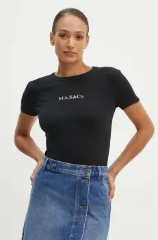 MAX&Co. tricou din bumbac femei, culoarea negru, 2428976014200 imagine
