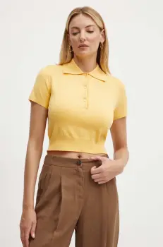 MAX&Co. tricou polo culoarea galben, 2426366051200 imagine