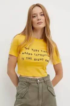 MAX&Co. tricou x Pietro Terzini femei, culoarea galben, 2428976011200 imagine