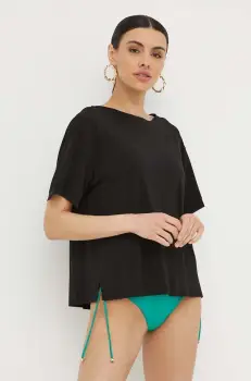 Max Mara Beachwear bluza femei, culoarea negru, neted imagine