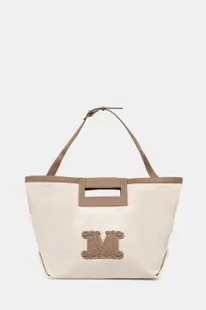 Max Mara Beachwear geanta de plaja pentru femei, din bumbac ECRU imagine