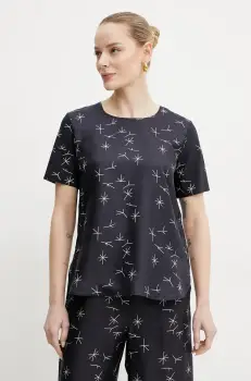 Max Mara Leisure bluza din amestec de matase femei, culoarea albastru marin, modelator, 2516941087600 imagine