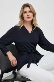 Max Mara Leisure bluza femei, culoarea albastru marin, neted imagine