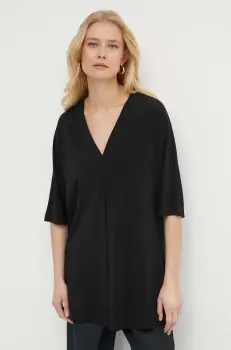 Max Mara Leisure bluza femei, culoarea negru, uni, 2416941068600 2416940000000 imagine