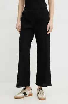 Max Mara Leisure pantaloni femei, culoarea negru, drept, high waist, 2516781038600 imagine