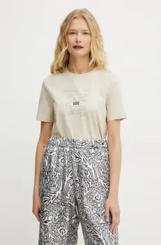 Max Mara Leisure tricou din bumbac femei, culoarea bej, 2516941038600 imagine