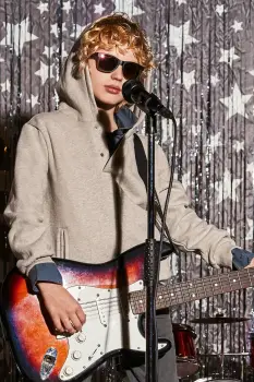 Mayoral bluza copii culoarea bej, cu gluga, uni, 7407 imagine