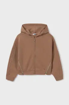 Mayoral bluza copii culoarea maro, cu gluga, neted, 7487 imagine