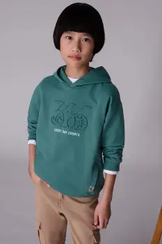 Mayoral bluza culoarea verde, cu gluga, 7401 imagine