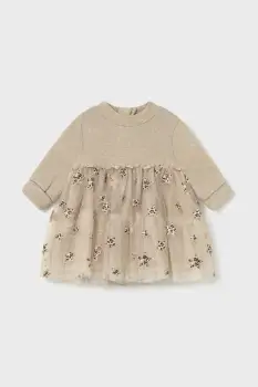 Mayoral Newborn rochie bebe culoarea bej, mini, evazati, 2824 imagine