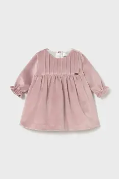 Mayoral Newborn rochie de catifea pentru bebelusi culoarea roz, mini, evazata imagine