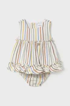 Mayoral Newborn rochie din amestec de in pentru bebelusi culoarea galben, mini, evazati, 1844 imagine