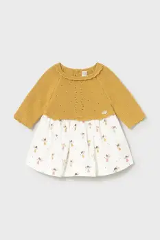 Mayoral Newborn rochie din bumbac pentru bebelusi culoarea galben, mini, evazati, 2821 imagine