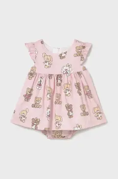 Mayoral Newborn rochie din bumbac pentru bebelusi culoarea roz, mini, evazati, 1869 imagine