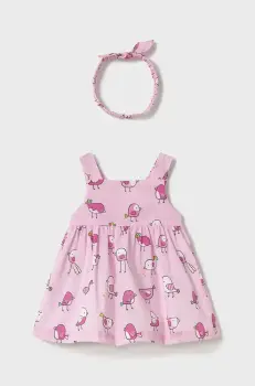 Mayoral Newborn rochie din bumbac pentru bebelusi culoarea roz, mini, evazati, 1873 imagine