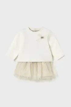 Mayoral Newborn rochie si pulover culoarea bej, mini, evazati, 2808 imagine