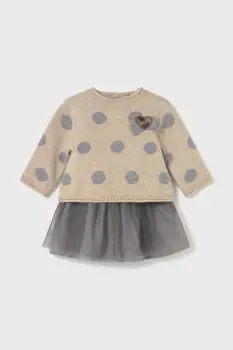 Mayoral Newborn rochie si pulover culoarea bej, mini, evazati, 2808 imagine