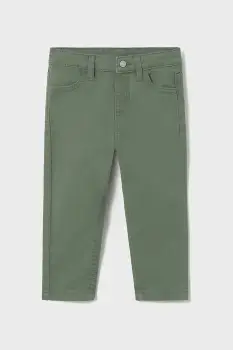 Mayoral pantaloni bebe slim fit basic culoarea verde, uni, 563 imagine