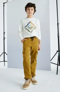 Mayoral pantaloni copii cargo broken culoarea maro, neted, 7541 imagine