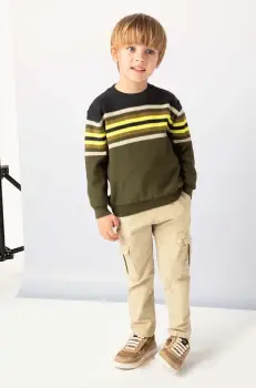 Mayoral pantaloni copii cargo sztruks culoarea bej, neted, 4535 imagine