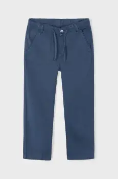 Mayoral pantaloni cu amestec de in pentru copii culoarea albastru marin, neted, 3568 imagine