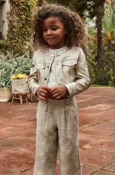 Mayoral pantaloni cu amestec de in pentru copii culoarea bej, neted, 3551 imagine